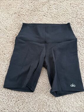 ALO Yoga Black High-Waist Bike Shorts with Logo